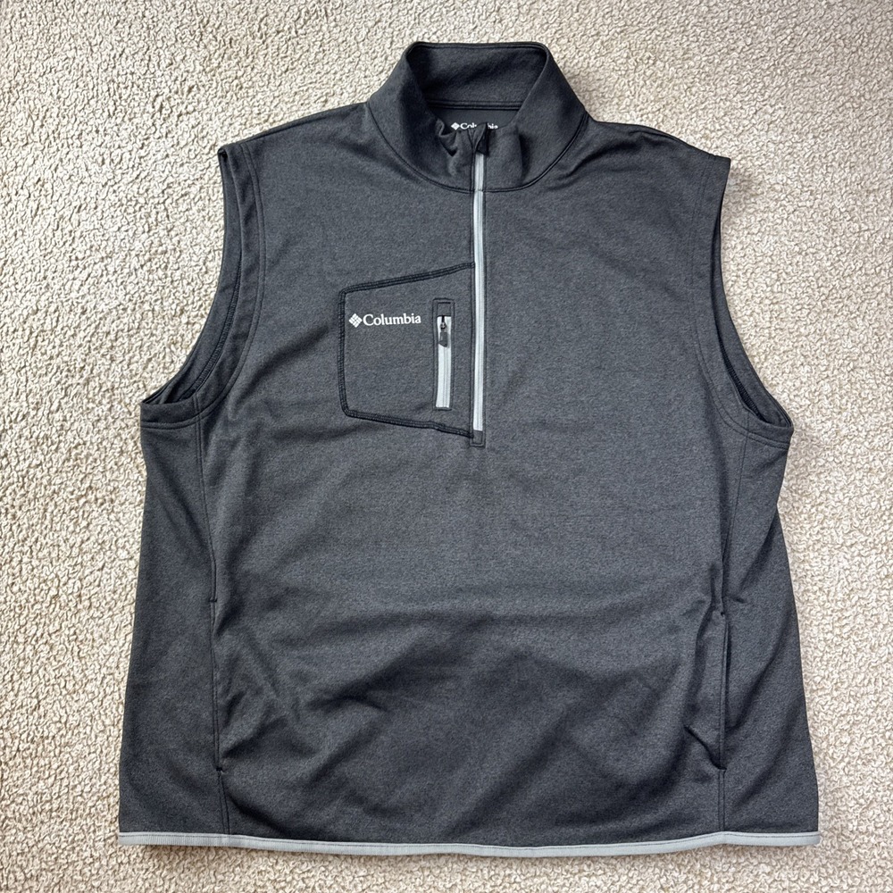 Columbia‎ Golf Men's Explorer Vest Omni Wick 1/2 Zip Green Heather XL